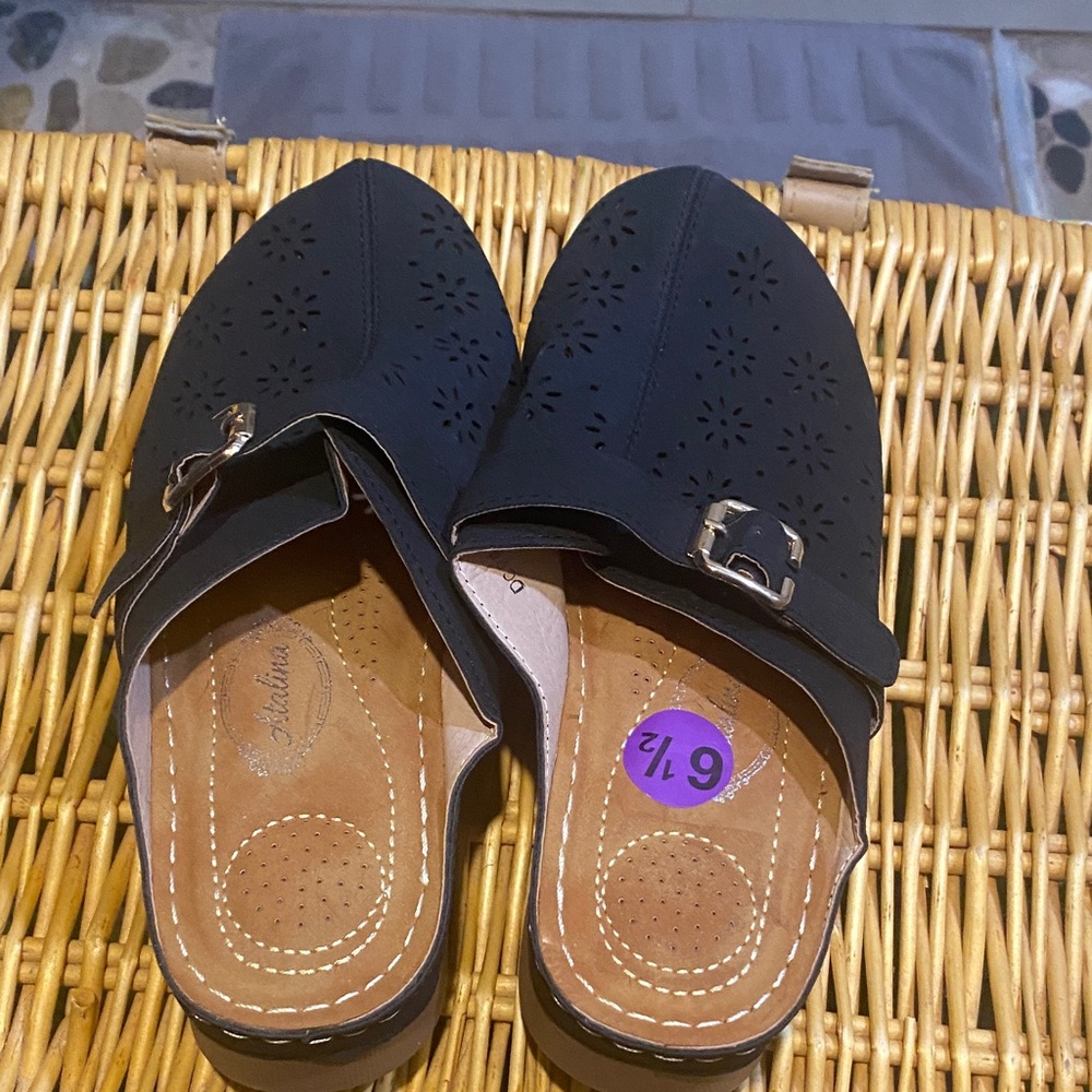 Stylish Black Perforated Mules